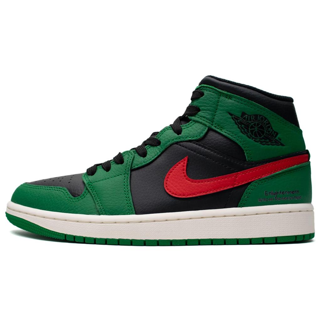 Jordan Air Jordan 1 Reverse Birth Leather Thermal Coverage High top Vintage Basketball Shoes Men's Black Green Red 852542-301(Team98-)