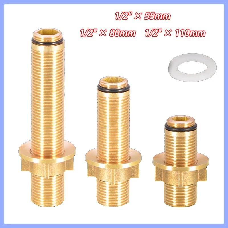 Латунный прямой фитинг-удлинитель для смесителя, 1/2"x55/80/100 мм, BSP, латунь, для кухонной раковины, с высокой гайкой 1/2", аксессуары