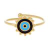 [R4420] — Дизайнерское стальное кольцо «Клеопатра», синее, черное золото, 10 мм. (глаз)