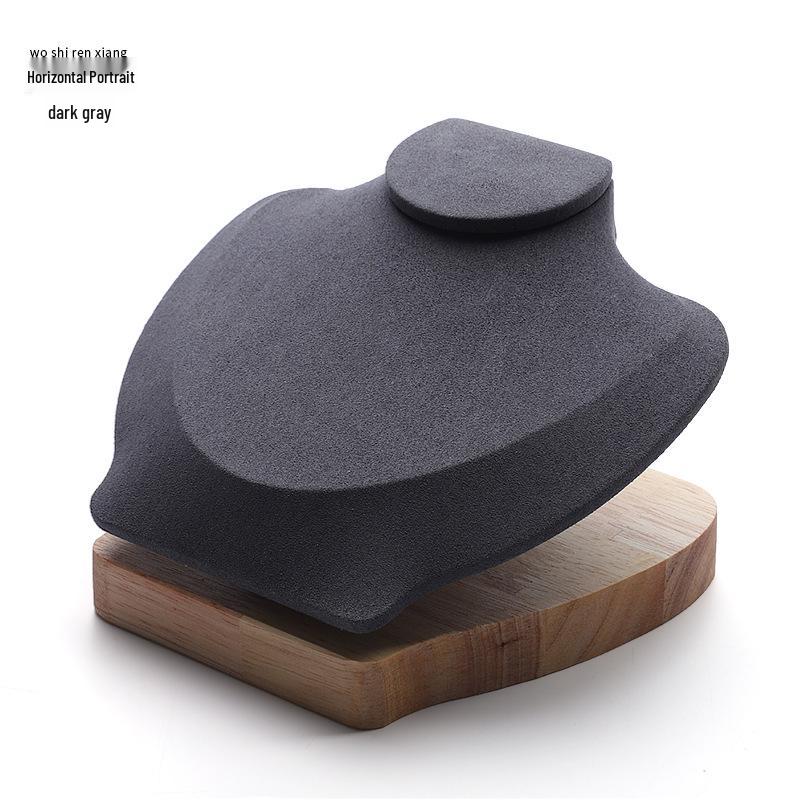 Digu Подставка для ожерелья в виде горизонтального бюста из массива дерева и микрофибры
