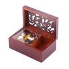 1Pc Solid Wood Miniature Hollow 18 Note Wind Up Music Box Jewelry Case(Gold MovementFor Alice)