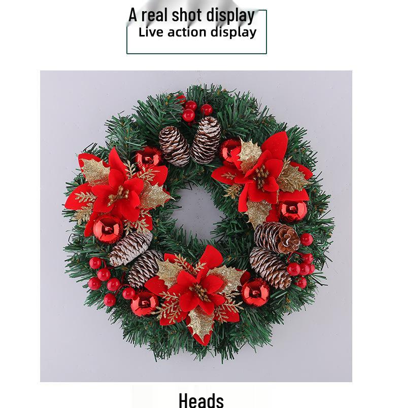 Holiday Poinsettia Pine Cone & Red Berry Wreath for Home and Porch Decor