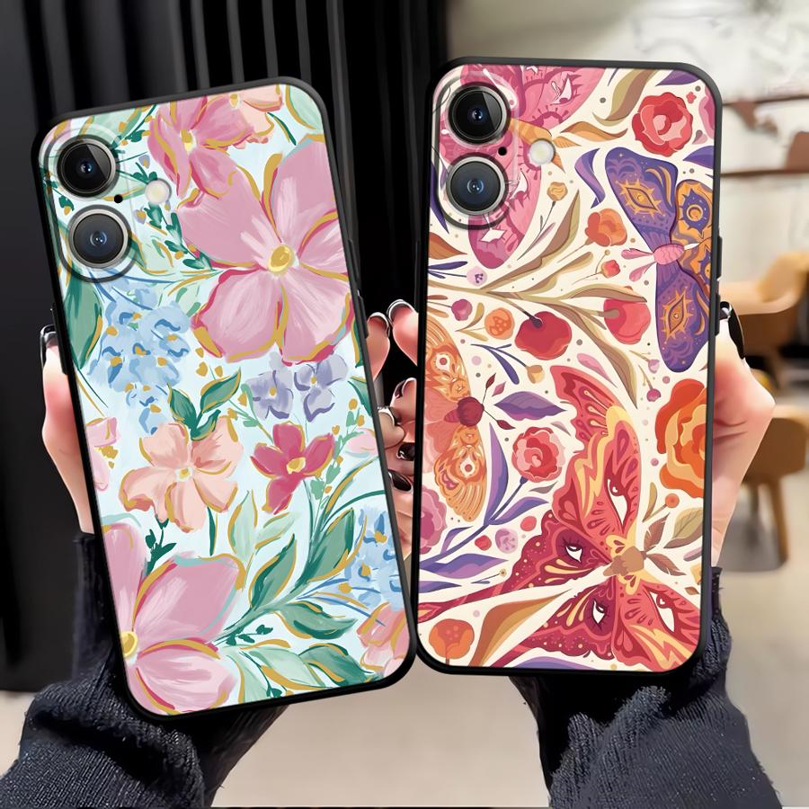 Case for Apple iPhone 17 Pro Max Air 12 15 Pro 7 8 XR XS MAX 13 14 16 11 Funda Phone Cover Cartoon Flower Butterfly