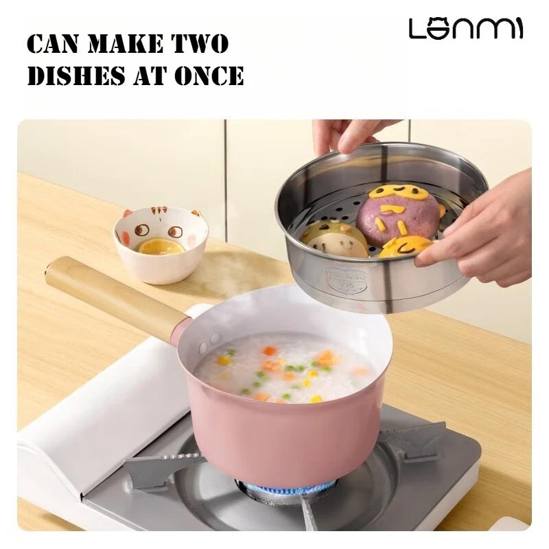 LANMI 18cm Non Stick Milk Pot Aluminum Alloy Baby Food Pot Saucepan Heat The Milk Multi-functional Pot Easy To Clean for Home