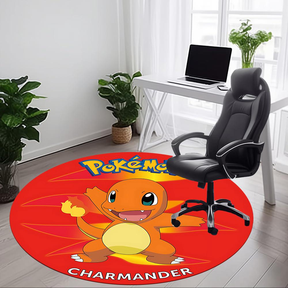 1 шт. Коврик для офиса Pokemon Charmander, Круглый ковер для помещения, Подходит для офиса, Под офисные стулья, Спальни, Гостиной, Декор для дома, Декор комнаты