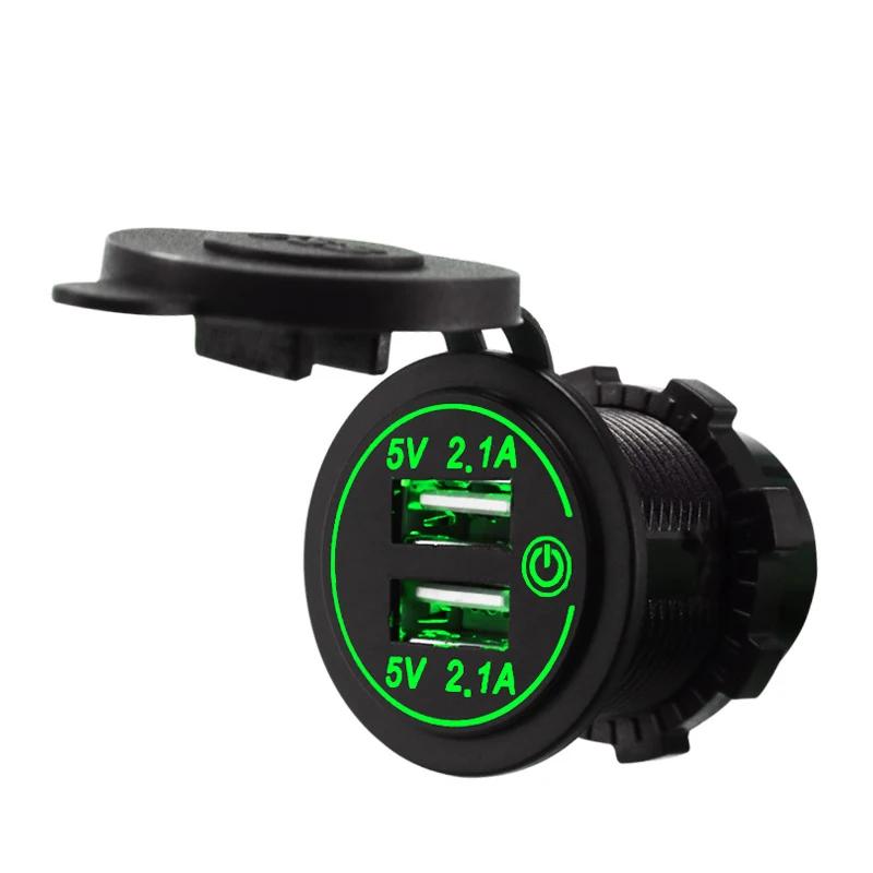 12-24 В, универсальная 4,2 А, двойная USB-розетка для зарядного устройства с сенсорным переключателем для автомобиля, лодки, мотоцикла, морского автофургона