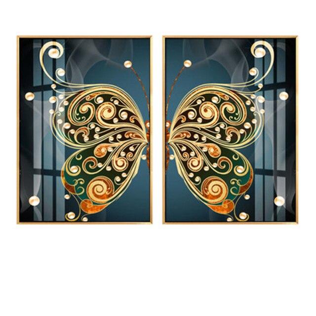 Яркий цвет крылья бабочки скандинавский скандинавский холст хлопок картина Золотая бабочка ретро комната декоративный настенный постер