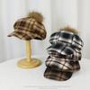 Осенне-зимняя ретро-шляпа женский клетчатый восьмиугольный берет с утиным козырьком, расписанная шляпа