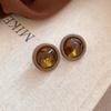 Винтажные Серьги Маillard Кофейные Серебряная Игла Модные Универсальные Нишевые Серьги в Гонконгском Стиле Легкая Роскошь Премиум Осенние и Зимние Серьги