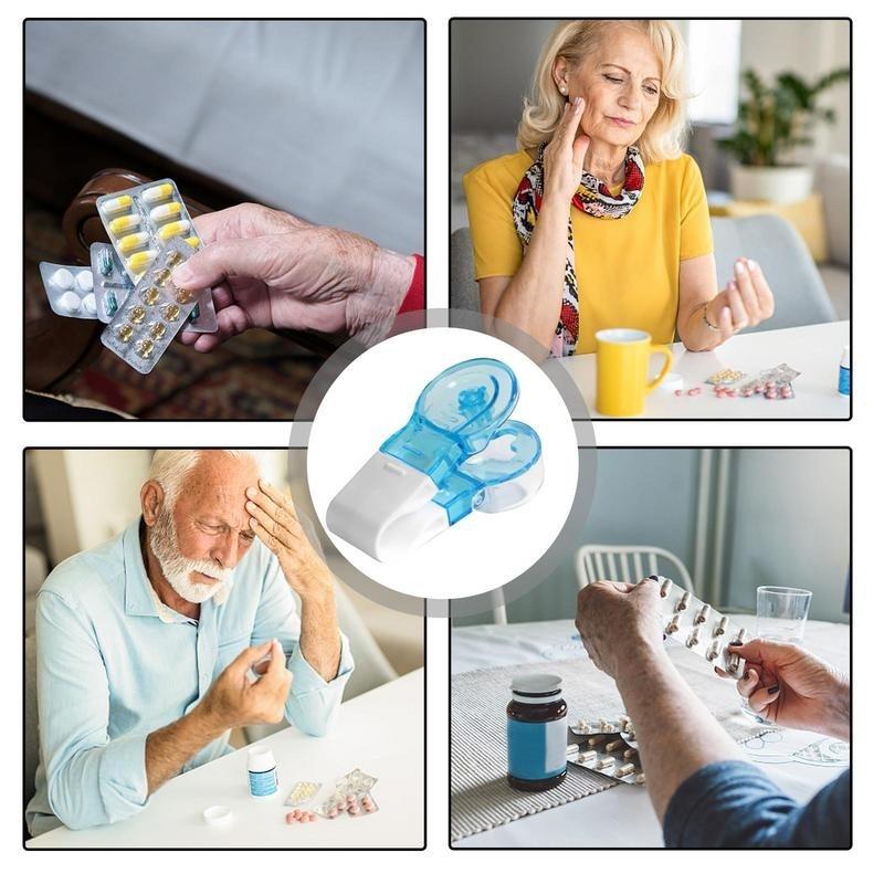 Портативный прибор для удаления таблеток, таблетки, блистерная упаковка, открывалка, вспомогательный инструмент, футляр для таблеток, бесконтактный, легко вынимается из упаковки