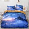 Sky Duvet Cover Set Space Night Time Universe Stars Nebulas Moon Decorative Bedding Set King Twin Size Polyester Comforter Cover