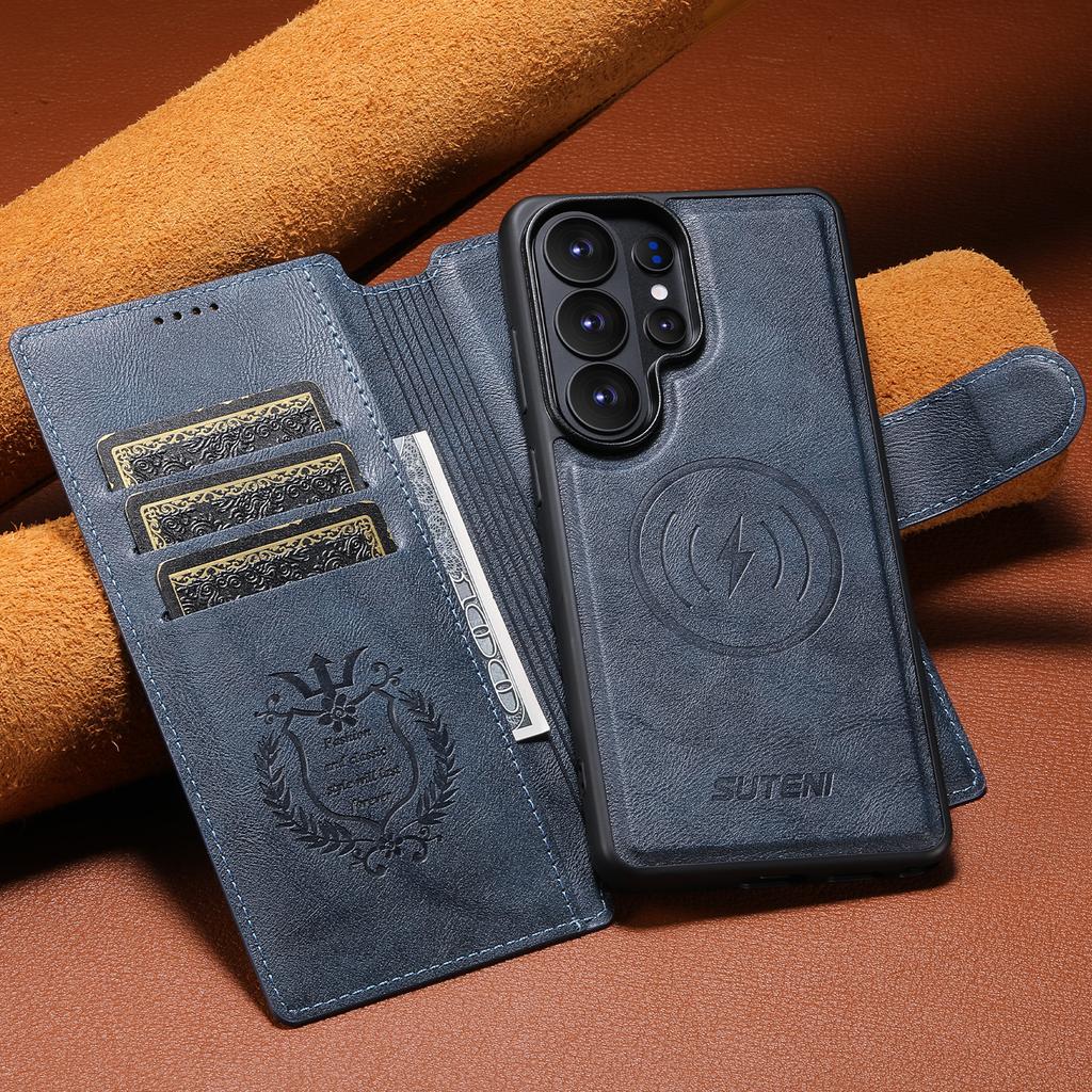 Faux Leather Wireless Charging Card Holder Stand Wallet Magnetic Flip Cover Phone Case for Samsung Galaxy S26 Ultra S25 S24 S23