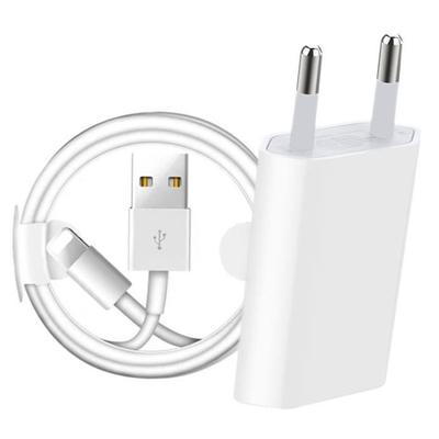 Телефонный кабель, Комплект зарядного USB-кабеля с вилкой EU для iPhone 6 6S 7 8 Plus X XR XS 11 12 13 Pro Max, кабель - Зарядное устройство и кабель 2 м