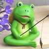 Resin Fishing Frogs Figurines Frogs Statue Garden Decors Landscape Decors Animal Figurines Sculpture Table Centrepieces