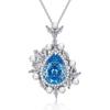 New 925 Sterling Silver Sapphire Necklace Sparkling Diamond Pendant Gemstone Engagement Wedding Bride Fine Jewelry