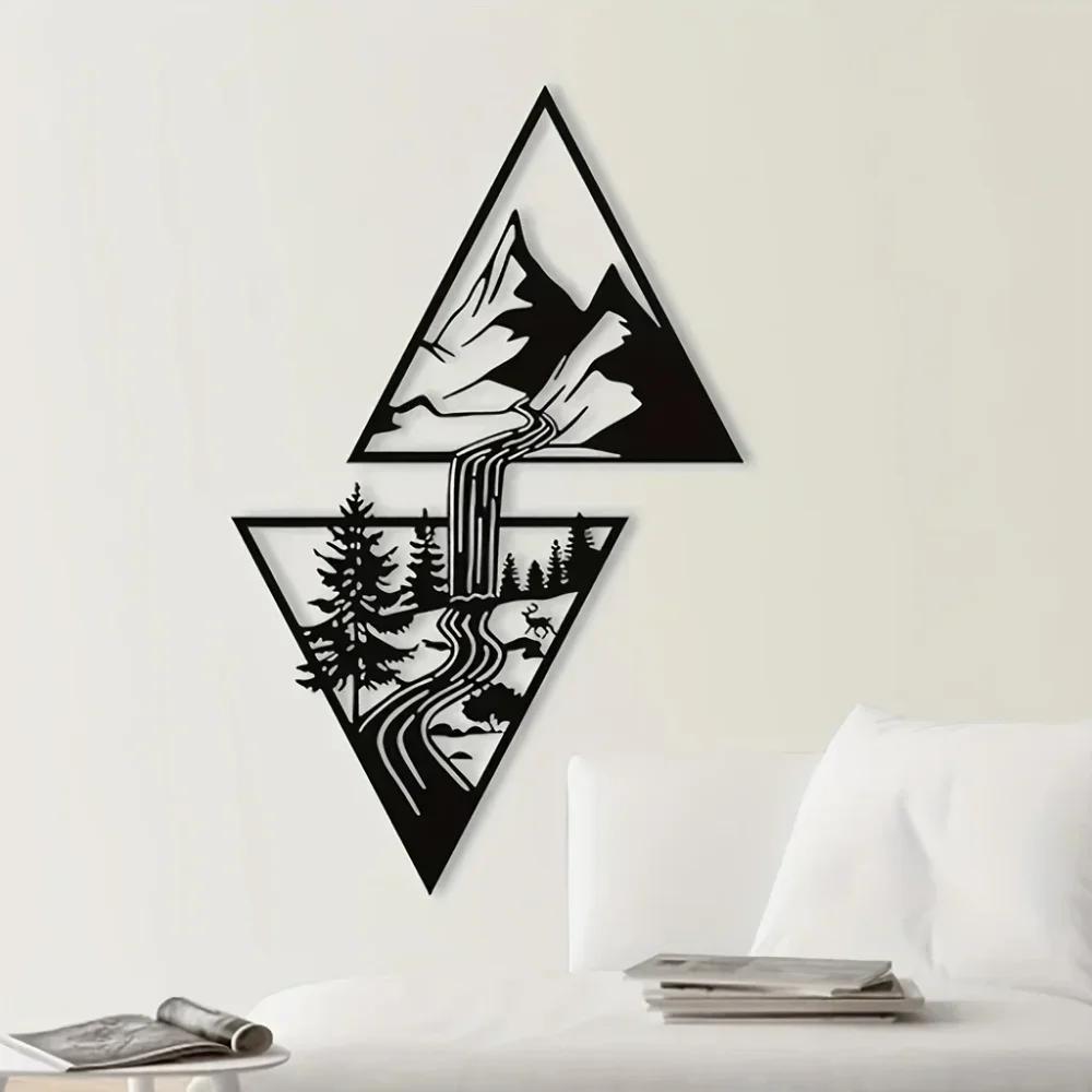 Mountain Wall Art Mountain Waterfall Metal Wall Art Home Decor Metal Wall Art Home Decor Modern Art Wall Ornaments Artwork