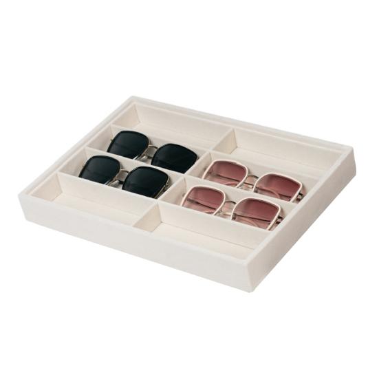 Органайзер для солнцезащитных очков, лоток, 8 ячеек, бархатный держатель для очков, коробка для хранения, штабелируемый, мужской, женский, для очков, часов, ювелирных изделий, витрина