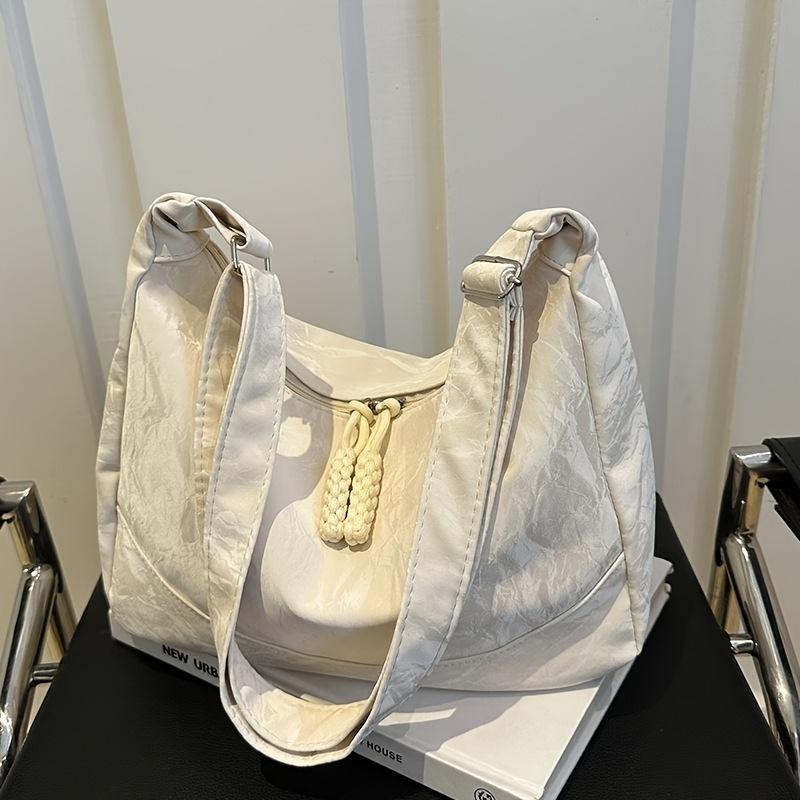 Large Capacity Casual Shoulder Bag for Women Summer Fashion Tote with Adjustable Strap, Polyester, Zip Closure, Minimalist Tote Durable Tote