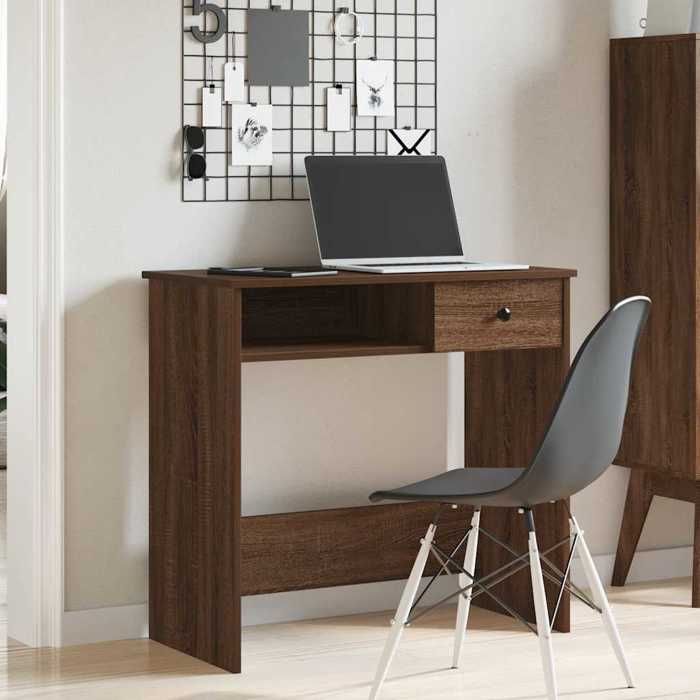 VidaXL Bureau chêne marron 80x40x75 cm bois d'ingénierie, bureau d'ordinateur, bureau debout, bureau avec rangement, bureau 860478