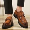 Модные мужские кожаные туфли на толстой подошве Модные британские туфли в стиле Ежедневно, для отдыха, для бизнеса, вечеринки, для офиса, свадьбы, для взрослых, ретро, коричневые туфли