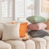 1pc Double-Sided Plush Decorative Throw Pillow Covers, Striped Soft Pillowcase Cushion Covers For Sofa Couch Bedroom Home Decor, No Pillow Core