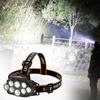 8LED Powerful Head Flashlight USB Rechargeable Camping Headlight Power Display Camping Search Light for Outdoor Camping Hiking