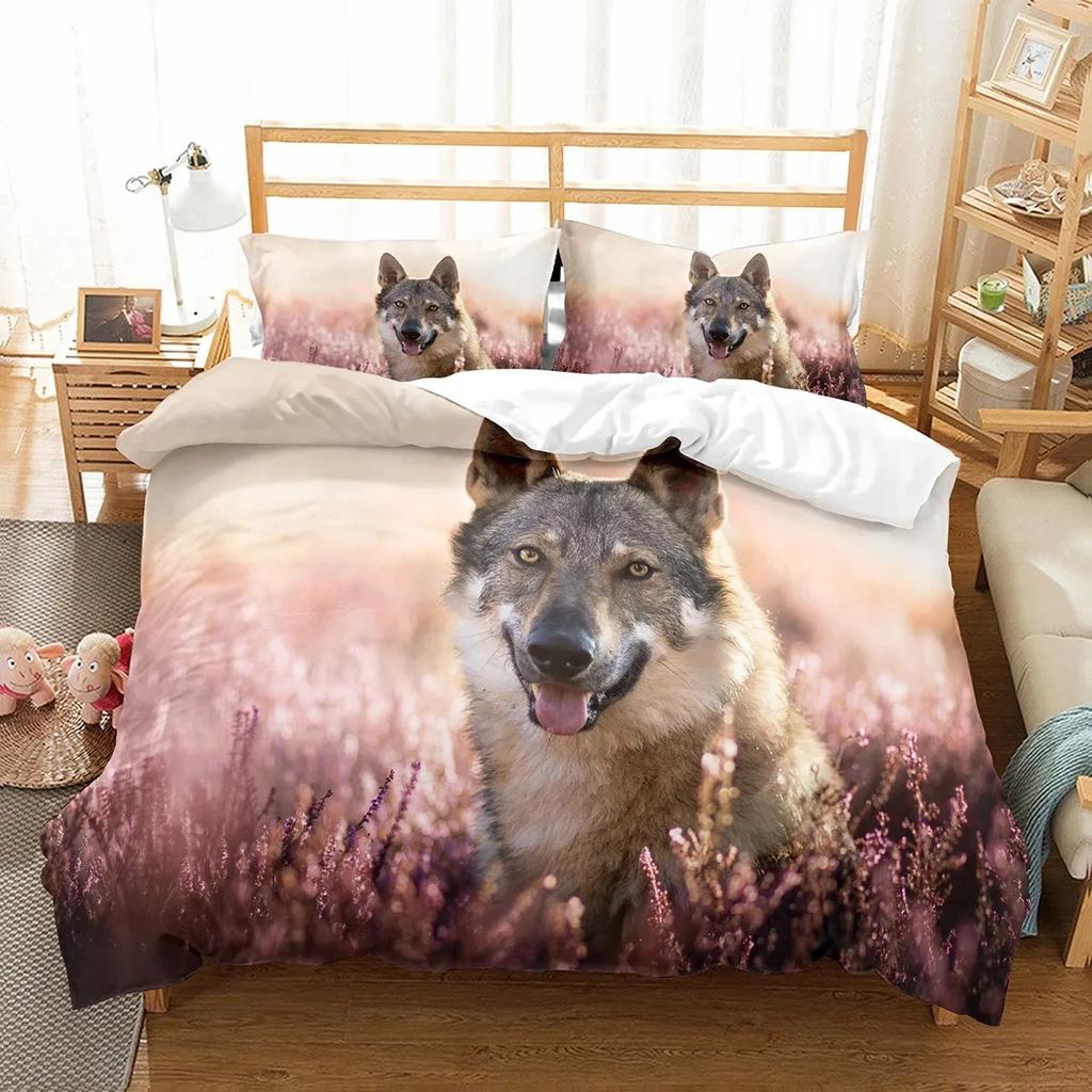 Boys Wolf Boho Wolf Wildlife Forest Comfortable Duvet Cover Pillowcase Bedding Set Children Bedroom Decoration Home Textile