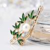 Creative Bamboo Brooches For Women Rhinestone Leaves Brooch Pins Banquet Party Jewelry Broche