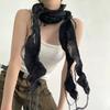 Irregular Knitted Scarf Solid Color Long Narrow Scarves Gothic Ruffle Shawl  Girl