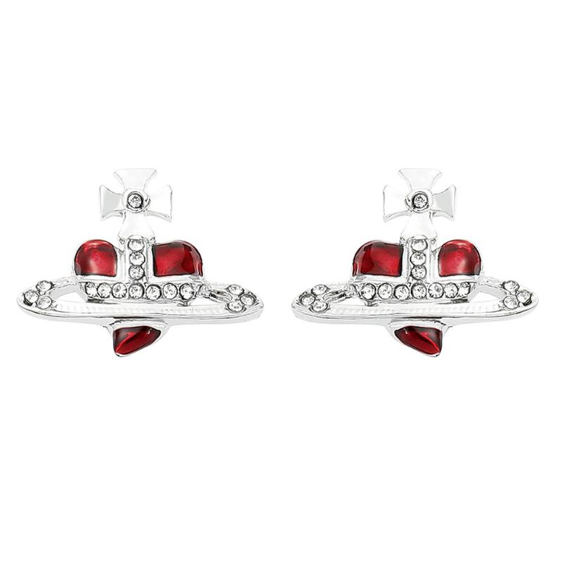 Модные серьги в готическом стиле Egirl с красными кристаллами в виде сердца и Сатурна, милые серьги с цирконием в форме лепестка, фея в стиле гранж, Y2k, ювелирные изделия, подарок