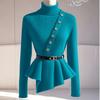 Spring Commuter Sweater Women High Neck Knitted Top Minimalist Layering Shirt