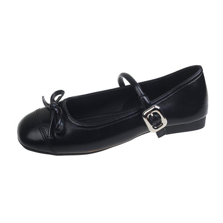 Туфли на плоской подошве с круглым носком и бантом, модные и удобные женские летние туфли с неглубоким носком Мэри Джейн