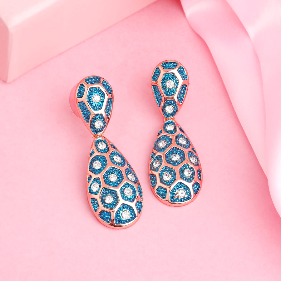 Дизайнерские женские серьги Estele TearDrop с покрытием из розового золота и кристаллами