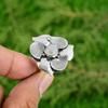 Natural Rainbow Moonstone 925 Silver Flower Adjustable Ring For Girls