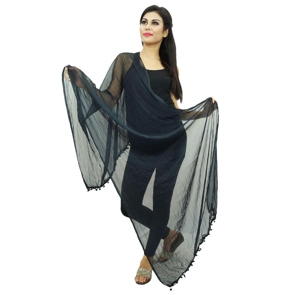 Длинные шарфы Dupatta из шифоновой смеси для женщин Indian Orange Chunni