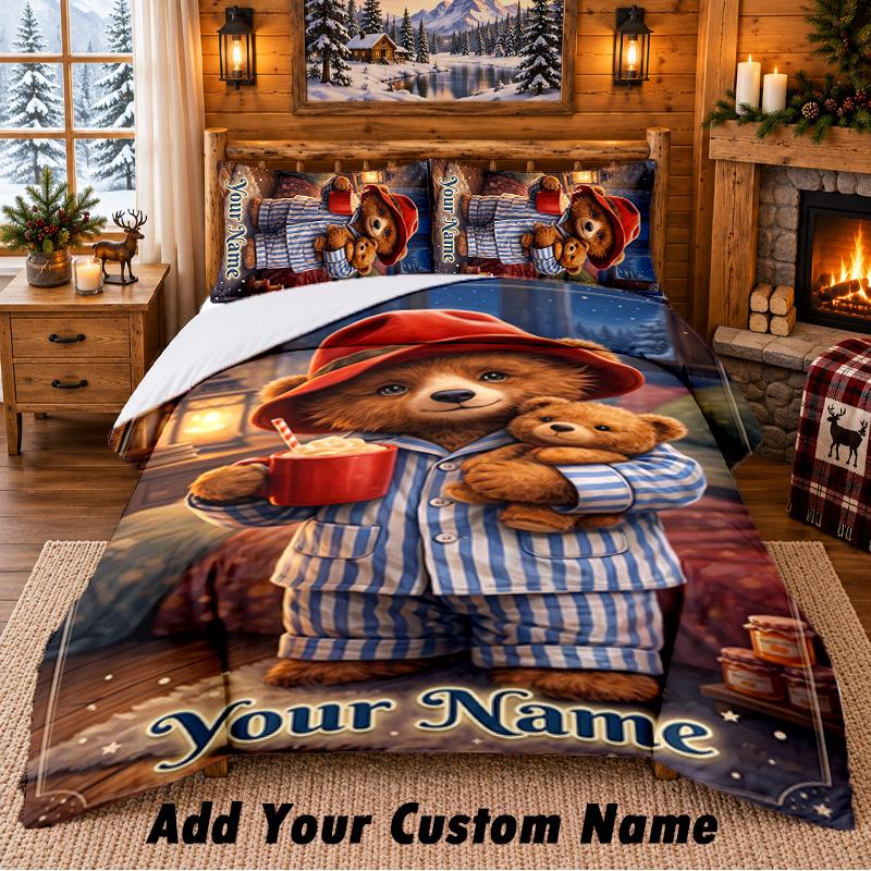 Paddington Custom Name 3Pcs Bedding Set 1 Bed Sheet 2 Pillowcases Bedroom Home Decor