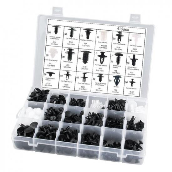 415pcs Body Plastic Push Pin Clips Fender Bumper Fasteners Rivet Screwdriver