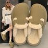 Thick-bottomed Bag Head Half Slippers Women's Outer Wear New Autumn and Winter Velvet Warm Lamb Wool Cotton Mop