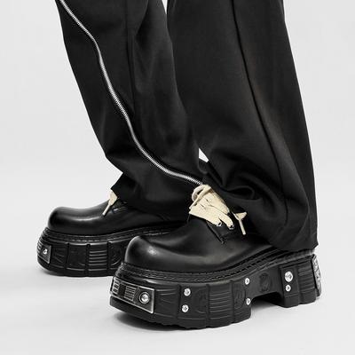 Модные крутые женские кроссовки винтажного панк-стиля, туфли на платформе для девушек, с круглым носком, увеличивающие рост ботильоны, весна-осень, на шнуровке