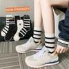 Женские осенне-зимние хлопковые носки, полосатые чулки, повседневные дышащие, впитывающие пот хлопковые простые носки, которые можно носить осенью и зимой