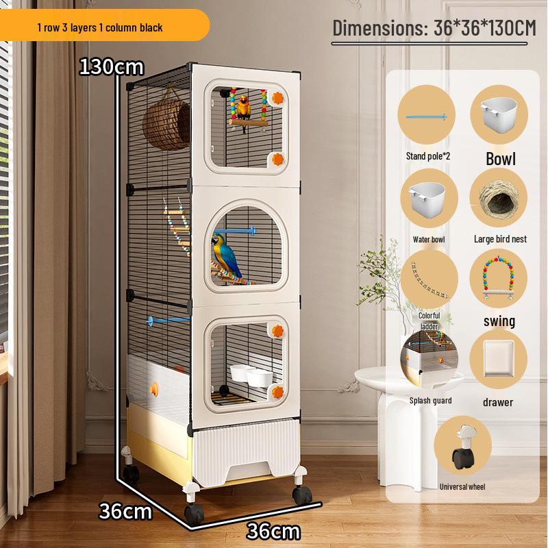 Большая клетка для попугаев Hao Lei De Zhu с защитой от брызг для кореллы, волнистого попугайчика, неразлучника, солнечной конуры