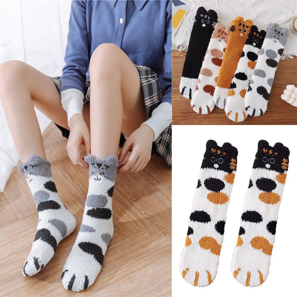 Подарок Пушистый мягкий плюшевый носок для сна Носки для пола Носки с рисунком лап Коралловые бархатные носки Кашемировые носки