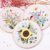 Embroidery Starter Kits with Pattern and Instructions Cross Stitches Set Flower Plant Stamped Embroidery Hoop Needlework