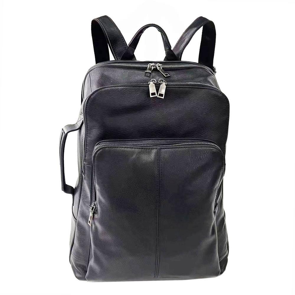 Кожаный рюкзак для мальчиков, черный 14-дюймовый деловой компьютерный рюкзак, дорожный рюкзак из воловьей кожи