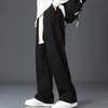 Мужские осенне-зимние брюки с эластичной резинкой на талии, прямые широкие брюки, свободные толстые плюшевые карманы, мягкие мужские повседневные спортивные брюки, длинные спортивные штаны