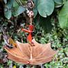 Hanging Birds Feeder for Outdoors Umbrella Shaped Birds Feeder Tray with Dragonfly/Butterfly/Honeybee Metal Wild Birds Bath for Garden Backyard Decor