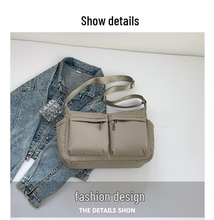 Unisex Water-Repellent Multi-Pocket Nylon Crossbody Bag