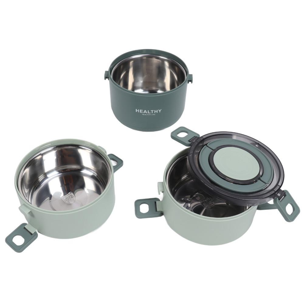 Three Layers Thermal Lunch Box 304 Stainless Steel Lunch Container Portable Food Jar School Use