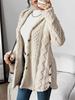 Women's Winter Warm Plush Diamond-Patterned Hooded Cardigan - Longline Loose Fit Open Front Long Sleeve Coat with Side Slit Hem,  Casual Outerwear