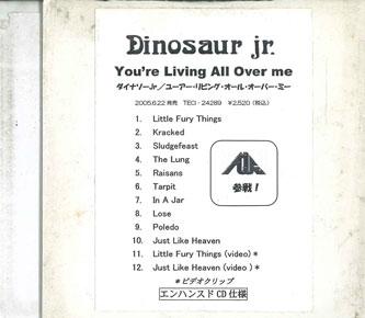 CD DINOSAUR JR. - You're Living All Over Me TECI24289PROMO IMPERIAL & I 2005 Japan Rock Used